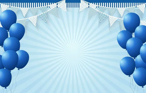 Anniversaire Bleu Couleur Fond Avec Des Ballons Bleus Des Drapeaux Vecteurs De Stock Libres De Droits