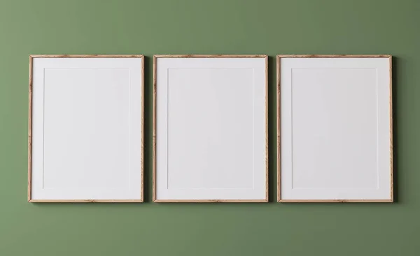 Rammemodell Moderne Grønn Bakgrunn Tre Trerammer Minimumsrom Gjengitt – stockfoto
