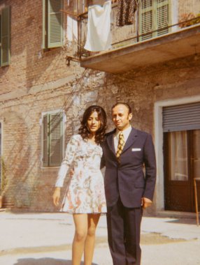 Terni, İtalya 12 Eylül 1970: 70 'lerde düğün konuklarının portresi