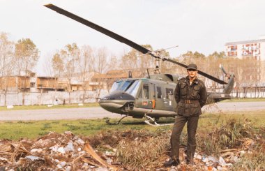 Salerno, İtalya 10 Şubat 1970: 70 'lerde helikopterli askerler