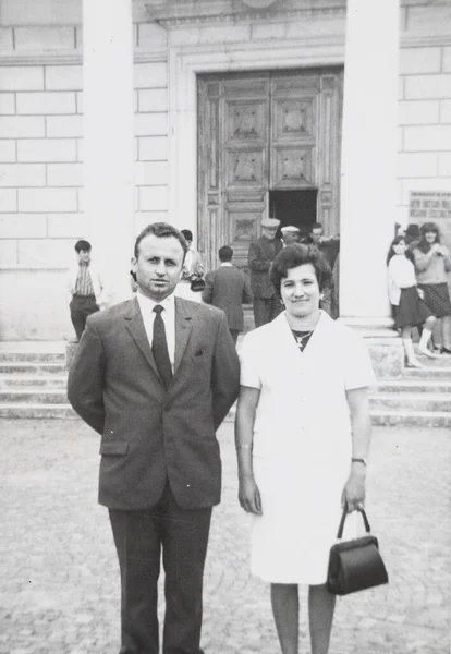 Martana Gazda Olaszország Szeptember 1960 Évek Férj Feleség Családi Portré — Stock Fotó