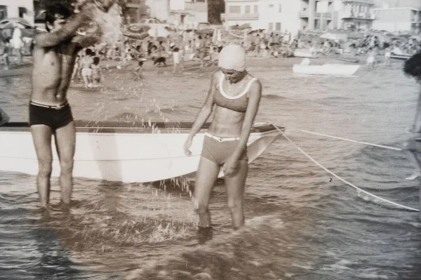 Rimini Italia Junio 1960 Retrato Personas Mar —  Fotos de Stock
