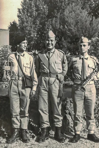 Brescia Itália Agosto 1961 Retrato Militares Dos Anos Uniforme — Fotografia de Stock