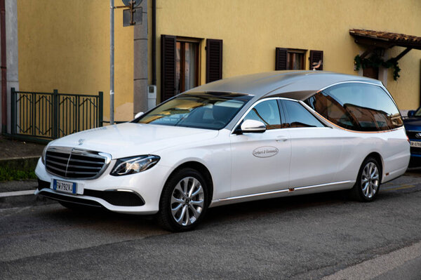 terni,italy december 07 2021:funeral home car used to transport the deceased