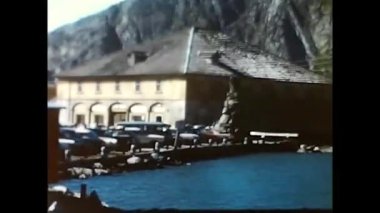 Gothard, İsviçre 10 Nisan 1960: İsveç 'te San Gottardo köyü ve 1960' larda gölü