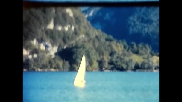 Люцерна Швейцария Марта 1960 Люцерн Озеро Четырех Кантонов Парусной Лодкой — стоковое видео