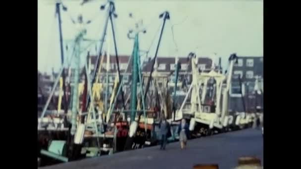Lucerna Switzerland March 1960 Tourists Strolling Quay 1960S Seaside Town — Stock Video