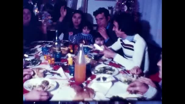 Palermo Italia Dicembre 1960 Pranzo Natale Una Famiglia Siciliana Degli — Video Stock