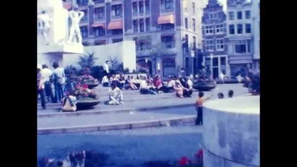 Copenhagen Danmark April 1970 Damtorget Amsterdam Talet — Stockvideo