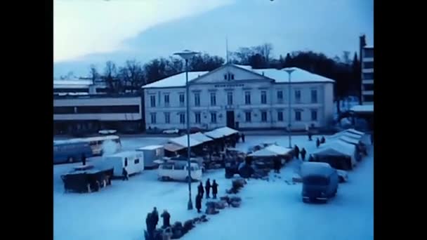 Финляндия Швеция Октября 1960 Года Снежное Белое Здание Финляндии 1960 — стоковое видео