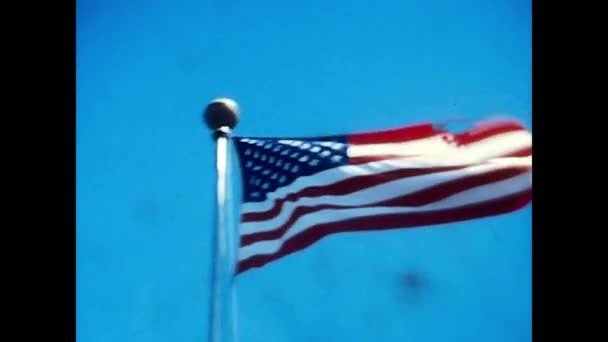 Αργή Κίνηση Της Αμερικανικής Σημαίας Της Δεκαετίας Του — Αρχείο Βίντεο