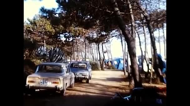 Argentario Tuscany Június 1970 Történelmi Autók Parkoltak Években Kemping — Stock videók