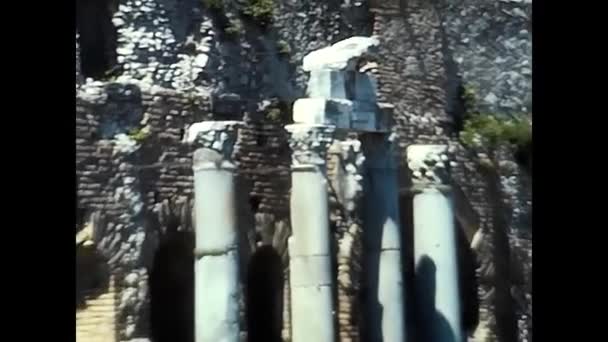 Taormina Ιταλία Ιουνίου 1970 Αρχαίο Θέατρο Στην Ταορμίνα Της Σικελίας — Αρχείο Βίντεο