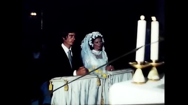 Palerme Italie Mai 1970 Cérémonie Mariage Dans Scène Église Dans — Video