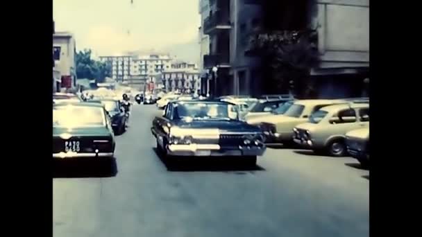 Palermo Olaszország Május 1970 Pár Elhajt Vintage Autó Évek — Stock videók