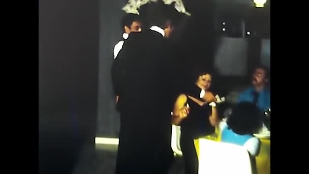Palermo Italy May 1970 Spouses Distribute Wedding Favors Guests 70S — Stock Video