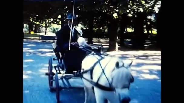 Palermo Itália Maio 1960 Parque Carruagem Com Cavalos Com Pessoas — Vídeo de Stock