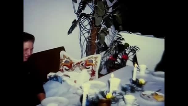 Palermo Italia Mayo 1960 Personas Mesa Durante Almuerzo Los Años — Vídeos de Stock