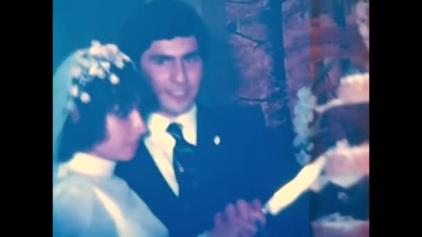 Palermo Olaszország Március 1960 Esküvői Vacsora Vágás Torta Években — Stock videók