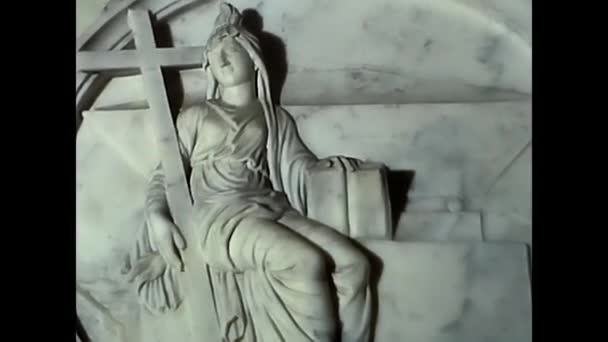 Palermo Italien November 1980 Detail Einer Steinernen Statue Der Kirche — Stockvideo