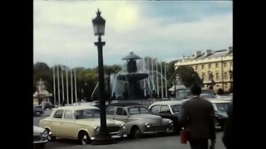 Paris, Fransa 18 Mart 1960: 4k Fontaine des Mers Paris Konkord Meydanı, Fransa.