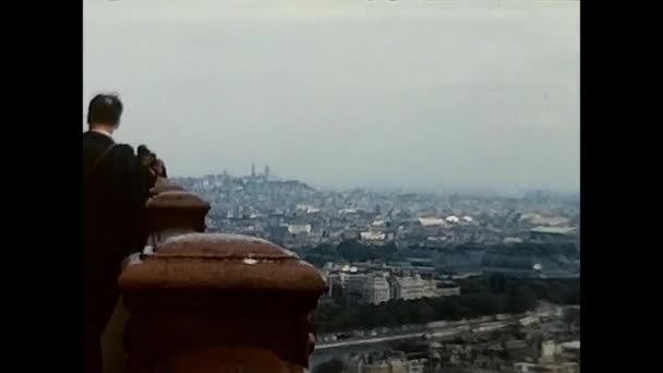 Paris Fransa Mart 1960 Paris Teki Eyfel Kulesi Nden Görüntü — Stok video