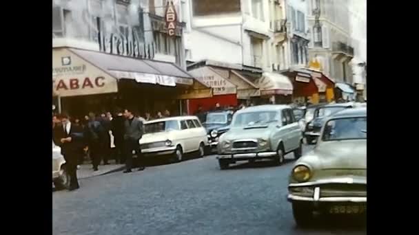 París Francia Marzo 1960 Vida Urbana Histórica Tráfico París — Vídeo de stock