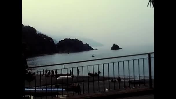 Liguria Italy August 1980 Landscape Cliffs Ligurian Sea Rocks 80S — Stock Video