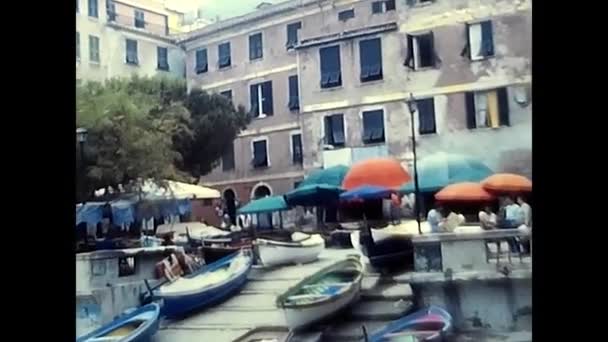 Liguria Italien August 1980 Lille Havn Ernes Terre – Stock-video