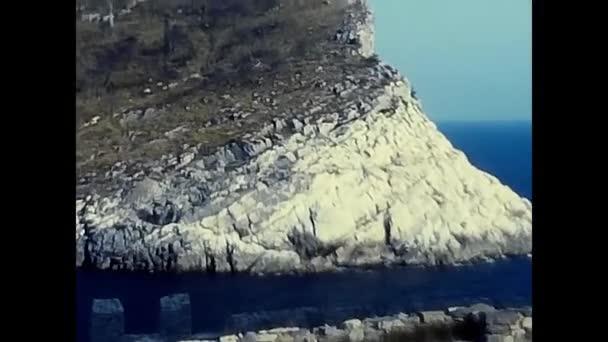 Ligurien Italien Augusti 1980 Landskap Från Klipporna Vid Liguriska Havet — Stockvideo