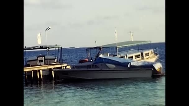 Maldives Indian Ocean August 1985 Fishing Boats Maldives Sea — Stock Video