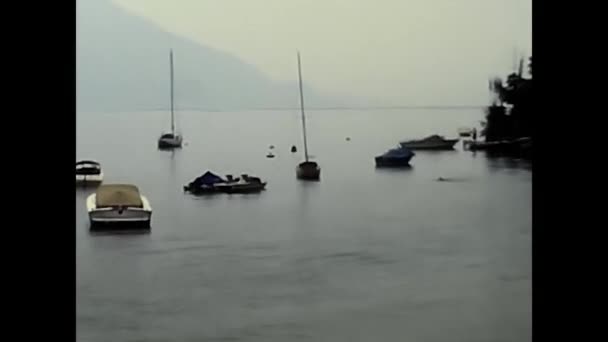 Lake Major Piemonte Maio 1980 Vista Mover Barcos Estacionários Lago — Vídeo de Stock