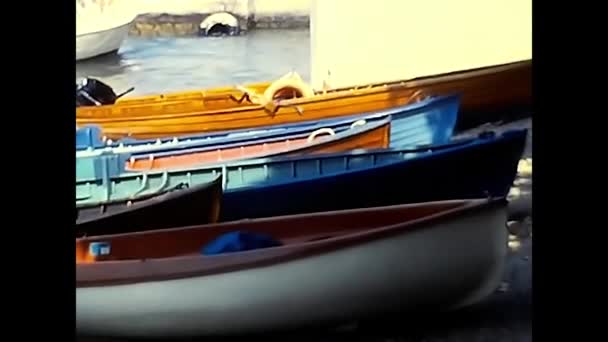 Lake Major Piemonte Maio 1980 Vista Mover Barcos Estacionários Lago — Vídeo de Stock