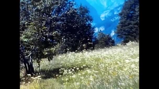 Lago Mayor Piedmont Mayo 1980 Montañas Los Alpes Con Casas — Vídeos de Stock