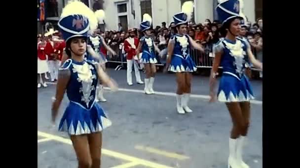 Novara Italy Setember 1970 Majorettes Wine Festival Parade — Stock Video