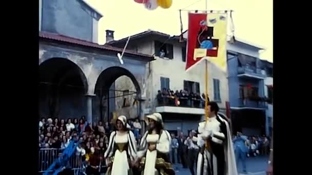 Novara Italy Setember 1970 Воздушные Шары Баннером Фестиваля Вина Летает — стоковое видео