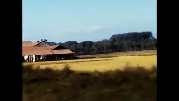 Novara Italy Setember 1970 Landscape Car Tuscan Plains — Stock Video