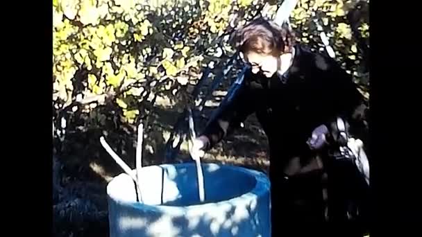 Novara Italy Setember 1970 Woman Vineyards Harvesting Period — Stock Video