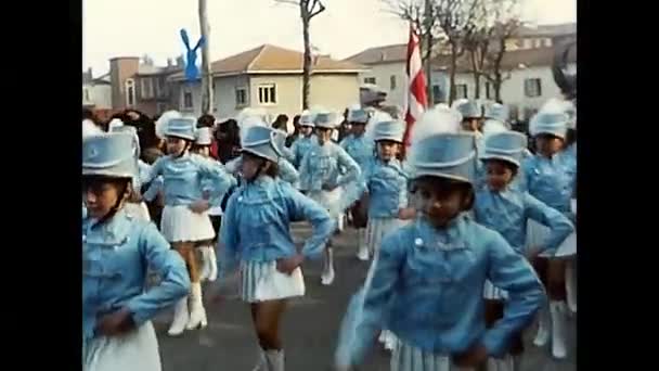 Novara Italy Setember 1970 Majorettes Wine Festival Parade — Stock Video