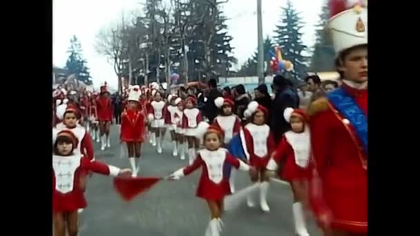 Novara Italy Setember 1970 Majorettes Wine Festival Parade — ストック動画