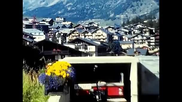 Saas Fee Zwitserland Mei 1980 Zwitsers Dorpslandschap Saas Fee — Stockvideo