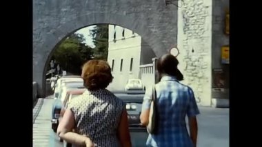 san marino,italy august 12 1970:tourists on vacation in san marino in the 1970s