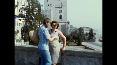 San Marino, İtalya 12 Ağustos 1970: 1970 'lerde San Marino' da tatil yapan turistler