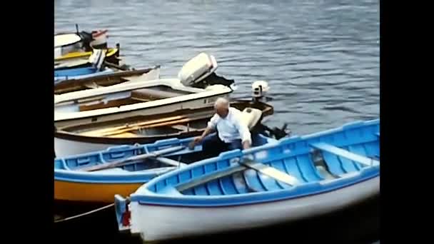 Ligutia Italy May 1970 Boats Porto Venere 70S — Stockvideo