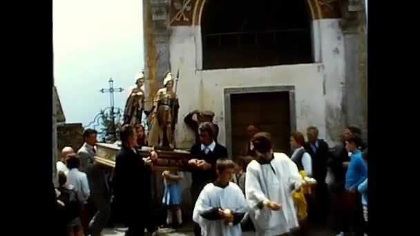 Milan Italy June 1970 Religious Procession Country 70S — стоковое видео