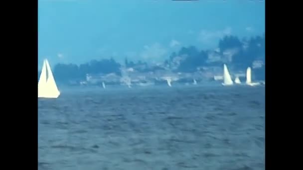 Como Italy June 1980 Sailing Canoe Competition Lake Como 80S — Stockvideo