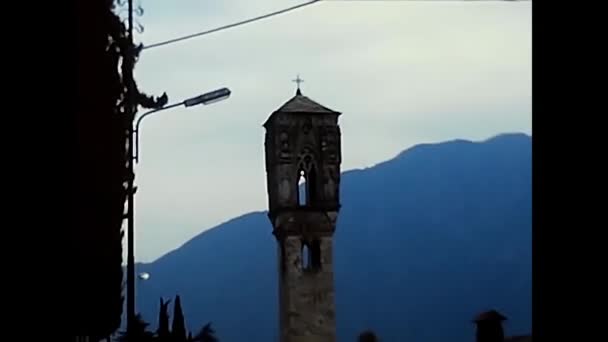 Como Italy June 1980 Gothic Bell Tower Church Santa Maria — Stok video