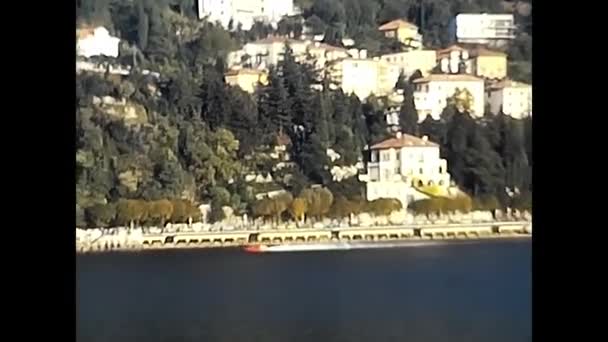 Como Itália Junho 1980 Lancha Corrida Lago Como Movimento Partir — Vídeo de Stock