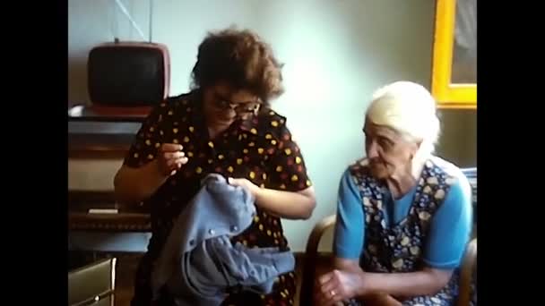 Milan Italy June 1980 One Woman Sews Another Looks 80S — Stock videók