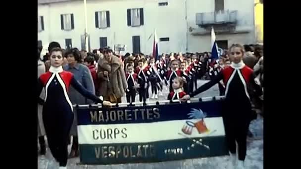 Novara Włochy Marsz 1980 Mażoretki Karnawału Novara Lat — Wideo stockowe